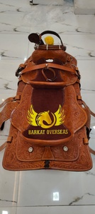 Silla de montar western de cuero genuino de doble asiento personalizada con asiento acolchado suave, portátil para dos personas. - Product Image 6