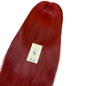 Perruque en cheveux humains couleur rouge bordeaux avec raie au milieu, fermeture en dentelle HD, cheveux vietnamiens bruts, lisses naturels, perruque suisse - Product Image 1