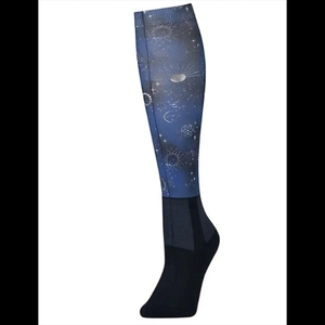 <b>Women</b> Knee-High Equestrian <b>Socks</b> With Cosmic Print <b>Compression</b> Riding <b>Socks</b> Modern Design For Horse Riding - Product Image 1