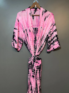 Bata Kimono con Estampado de Dibujos Animados para Mujer, de Algodón Suave y Transpirable, Camisón de Verano Hecho a Mano, ODM, Cuello en V, Cintura Elástica, Largo hasta la Rodilla - Product Image 3
