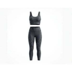 Active Wear Women's Yoga Set Breathable Solid Plus Size High Quality 2-Piece Full Sleeve <b>Top</b> Elastic Waist Front Logo Reversible - Product Image 1