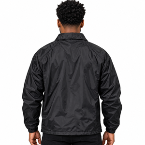 Veste coupe-vent noire pour homme Phi Beta Sigma avec lettres grecques brodées bleu roi et blanc, écusson de la fraternité, boutons pression - Product Image 2
