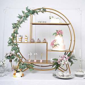 Gold Circular Metal <b>Cake</b> <b>Stand</b> <b>3</b> <b>Tier</b> Dessert Display Rack Reusable Hand Wash Only - Product Image 5