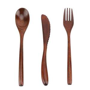 Ensemble de couverts jetables en bois poli résistant à la chaleur, cuillère, fourchette, lavable au lave-vaisselle, écologique, pour les fêtes, la maison, les restaurants, la restauration - Product Image 2