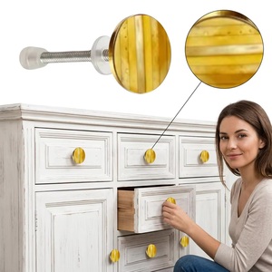 Bouton de meuble rond en résine et laiton, poignée moderne pour tiroir, armoire, maison, bureau, durable, écologique, design réglable - Product Image 2