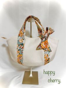Floral <b>Canvas</b> <b>Tote</b> Bag with Bow Decoration Women Casual Daily Use 100% Cotton Two Handles Eco Friendly Reusable - Product Image 2