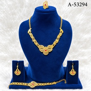 Parure de bijoux plaqué or en alliage de zinc, collier chaîne de pull et boucles d'oreilles, motif floral, pierre de zircon, certifiée, pour femme, mariage - Product Image 1