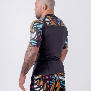 Men's Long Sleeve Rash Guard Black <b>White</b> Stripe Quick Dry <b>Compression</b> <b>Shirt</b> MMA BJJ Grappling Base Layer Sport Top - Product Image 2
