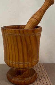 Ensemble mortier et pilon en bois, artisanal, écologique, de qualité alimentaire, durable, pour broyer les herbes et les épices, bol en bois manuel avec pilon assorti pour - Product Image 2