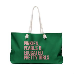 Bolsa de Viaje Weekender Pinkies Pearls de Gran Capacidad, Abierta, para Chicas Elegantes, 1908, Bolsa de Regalo Greek Life - Product Image 1