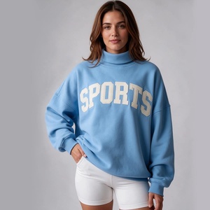 Sweat-shirt à épaules tombantes pour femme SEEBI SPORTS, personnalisé, confortable, doux, en coton molletonné lourd 400 g/m², avec broderie et patch - Product Image 1