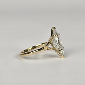 2.7 CT 14k Yellow <b>Gold</b> Rhodium Plated Marquise Cut Lab Diamond Engagement & Anniversary <b>Ring</b> Luxury <b>Cocktail</b> <b>Ring</b> - Product Image 4