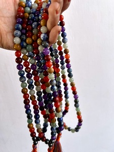 Venta al por mayor de Jap Mala de 7 Chakras, multicolor, pulido, de 8mm, 108 cuentas, de piedra de cristal, para sanación Reiki, RAIS AGATE - Product Image 1