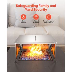 Déflecteur de chaleur carré en acier inoxydable 25,4x25,4x14,6 pouces pour foyer extérieur, camping, brûleur à bois, couvercle de protection - Product Image 6