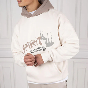 Sweat à capuche décontracté pour homme, coupe oversize, imprimé en relief, en molleton de coton épais, style streetwear, coupe régulière, pour l'automne - Product Image 1