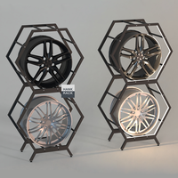 Nouveau support de jante hexagonal lumineux en acier avec écran LED, support de présentation avec revêtement en poudre, moyeu de roue lumineux