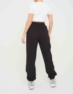 Conjunto de Sudadera con Capucha Negra para Mujer, Pantalones Deportivos de Color Sólido, Corte Holgado, Material de Algodón, Ropa de Otoño - Product Image 3
