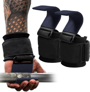 Wholesale Adjustable Anti <b>Slip</b> Gym Grips Wrist Support Weight Lifting Hooks Power Hooks for Fitness Training Cheap Price OEM - Product Image 5
