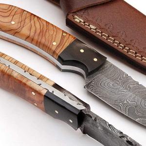 Cuchillo de caza Damasco con diseño ligero y mango de madera lisa, cuchillo de caza de acero Damasco - Product Image 6