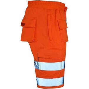 Shorts de travail pour hommes personnalisés, haute visibilité, solides, vintage, imperméables, écologiques, avec taille élastique et bandes réfléchissantes de sécurité - Product Image 6