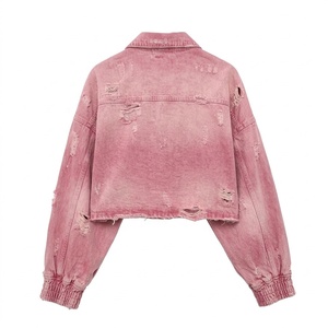 Chaqueta vaquera con cierre de cremallera, mangas largas, corte casual, tela resistente, elegante, ropa exterior para el día a día para mujeres modernas - Product Image 1
