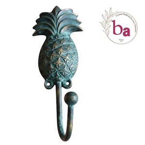 Crochet mural Ba Pineapple en fonte, style vintage, simple, pour vêtements, durable, écologique, auto-adhésif, laiton bleu - Product Image 5