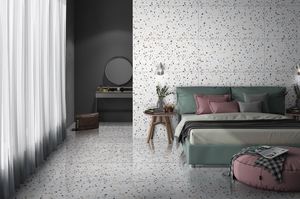 Premium Retro Tarrazo Fini Poli Carreaux De Porcelaine 600X1200X9mm-Craft Blanc pour Murs Intérieurs Moderne Classique Firebrick - Product Image 4