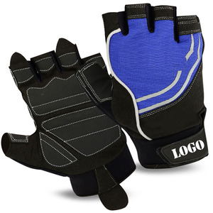 Half <b>Finger</b> Fitness Gloves Blue Black Mesh Breathable Non Slip Adjustable Wrist <b>Strap</b> Gym Training Weight Lifting Unisex - Product Image 1