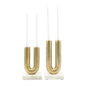 U-Shaped Candlestick <b>Holder</b> Set with <b>Marble</b> Base 9.40-11.25 Inch for Home Decoration - Product Image 2