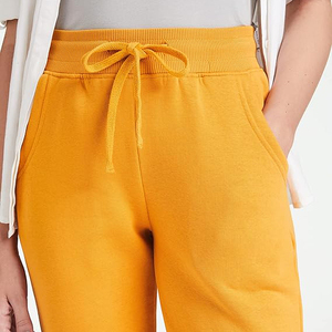 Pantalon de jogging jaune en molleton pour femme, taille mi-haute, cordon de serrage, cheville élastiquée, décontracté, uni, mélange de coton respirant, coupe régulière - Product Image 4