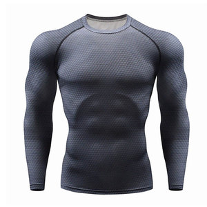 Custom Men's Gym Sports Compression T-Shirt <b>Long</b> <b>Sleeve</b> Turtleneck Slim Fit Muscle Fit Athletic Wear Solid Dry Fit Knitted - Product Image 1