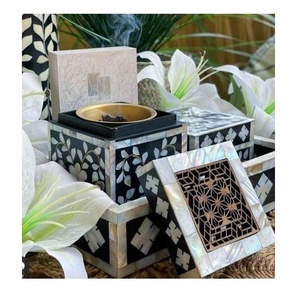 Usine vente chaude vert nacre MDF bois incrustation Rose religieux Bakhoor brûleur plateau ensemble Ramadan encensoir Eid qualité spéciale - Product Image 3