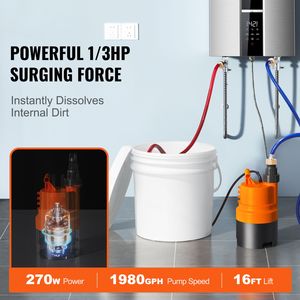 Kit di Lavaggio Rapido per Scaldabagno Istantaneo Senza Serbatoio, Pompa Efficiente, Secchio da 3,7 Galloni, 2 Tubi, Chiave, Adattatore, Parti per Installazione Semplice - Product Image 2