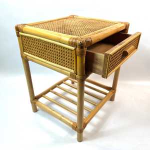 Wholesale Vintage Bamboo Rattan <b>Side</b> <b>Table</b> with <b>Drawer</b> Natural Boho Style Nightstand End <b>Table</b> Furniture OEM ODM Made in Vietnam - Product Image 6