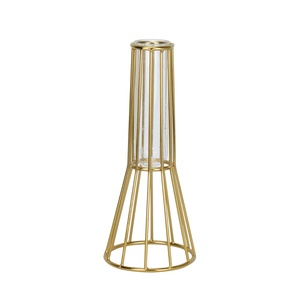 Vase de table moderne en métal industriel Gallery Edit avec tube en verre, hauteur 26 cm, noir, porte-fleurs décoratif - Product Image 4