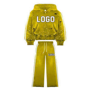 Nouvel Arrivage Ensemble Streetwear Homme : Sweat à Capuche et Joggers Effet Délavé Acide, Broderie Logo Personnalisé, Effet Vieilli, Deux Pièces - Product Image 1