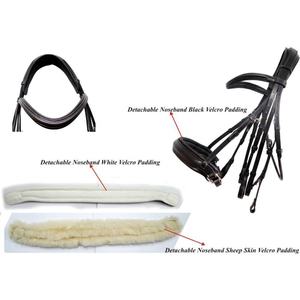 บังเหียนม้าหนังแท้คุณภาพพรีเมียม ทำมือ ทนทาน พร้อมสายรัดจมูกบุนุ่ม ปรับได้ สำหรับการฝึกขี่ม้าแบบอังกฤษและการแข่งขัน - Product Image 3
