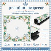 Tapis de Mahjong Américain Personnalisé en Néoprène Premium Antidérapant, Pliable, Moderne, Bleu Vert Tropical Palm Beach, 33 Pouces, Vente en Gros