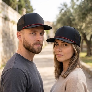 Gorra de béisbol snapback de 5 paneles con visera plana de tela impermeable de poliéster, logotipo bordado 3D personalizado, diseño de cuerda y orificios cortados con láser, venta al por mayor - Product Image 6