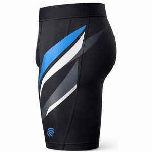 Shorts de compression unisexes bleu/noir de qualité supérieure - Product Image 4