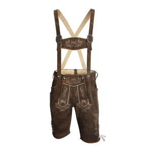 Pantalones Cortos de Cuero Genuino, Diseño Moderno, Estilo Bávaro Oktoberfest, Pantalones Cortos de Patrón Sólido de Alta Gama - Product Image 1