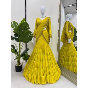 Lehenga Saree de Diseñador Listo para Usar para Fiestas, Estilo de Ropa India y Pakistaní - Product Image 2