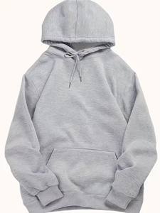 Sweat à capuche polaire pour homme, motif uni avec logo frontal, tissu respirant, coupe classique, anti-plis, coupe-vent - Product Image 6