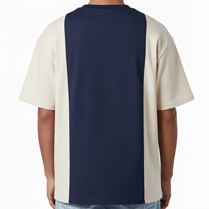 T-shirt Homme Oversize Personnalisé à Blocs de Couleurs, Panneaux Contrastants, Streetwear, Coton, Manches Courtes, Décontracté, Mode, T-shirt Vierge, Col Rond - Product Image 3
