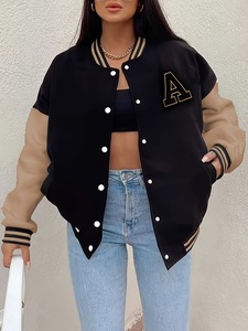 Veste de baseball en cuir noir de luxe personnalisée pour hommes avec col montant, imperméable et respirante, logo sur le devant - Product Image 1