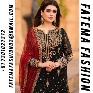 Salwar Kameez indien pakistanais de créateur, robe de Bollywood, tenue de soirée, costume de mariage, broderie de paillettes, léger, 3 pièces - Product Image 2