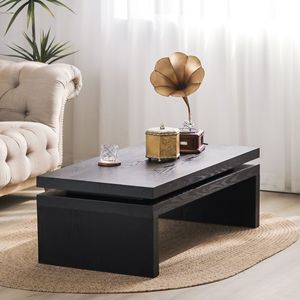 Table basse rectangulaire moderne en bois noir 47,6'' L x 23,6'' L x 16,3'' H pour cocktails et thé dans le salon - Product Image 3