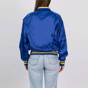 Veste bomber légère en satin pour femme, style streetwear décontracté, manches longues, col rabattu, coupe classique, veste d'extérieur en satin - Product Image 2