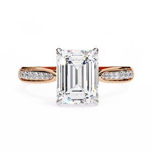 Bague de fiançailles en diamant de laboratoire taille radiant 2,50 carats, en vermeil or 18 carats, avec pont pavé et galerie, pour femme, luxe - Product Image 2