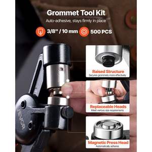 500 PCS Kit de ojales de metal dorado y plateado de 3/8 pulgadas para manualidades de cuero - Product Image 2